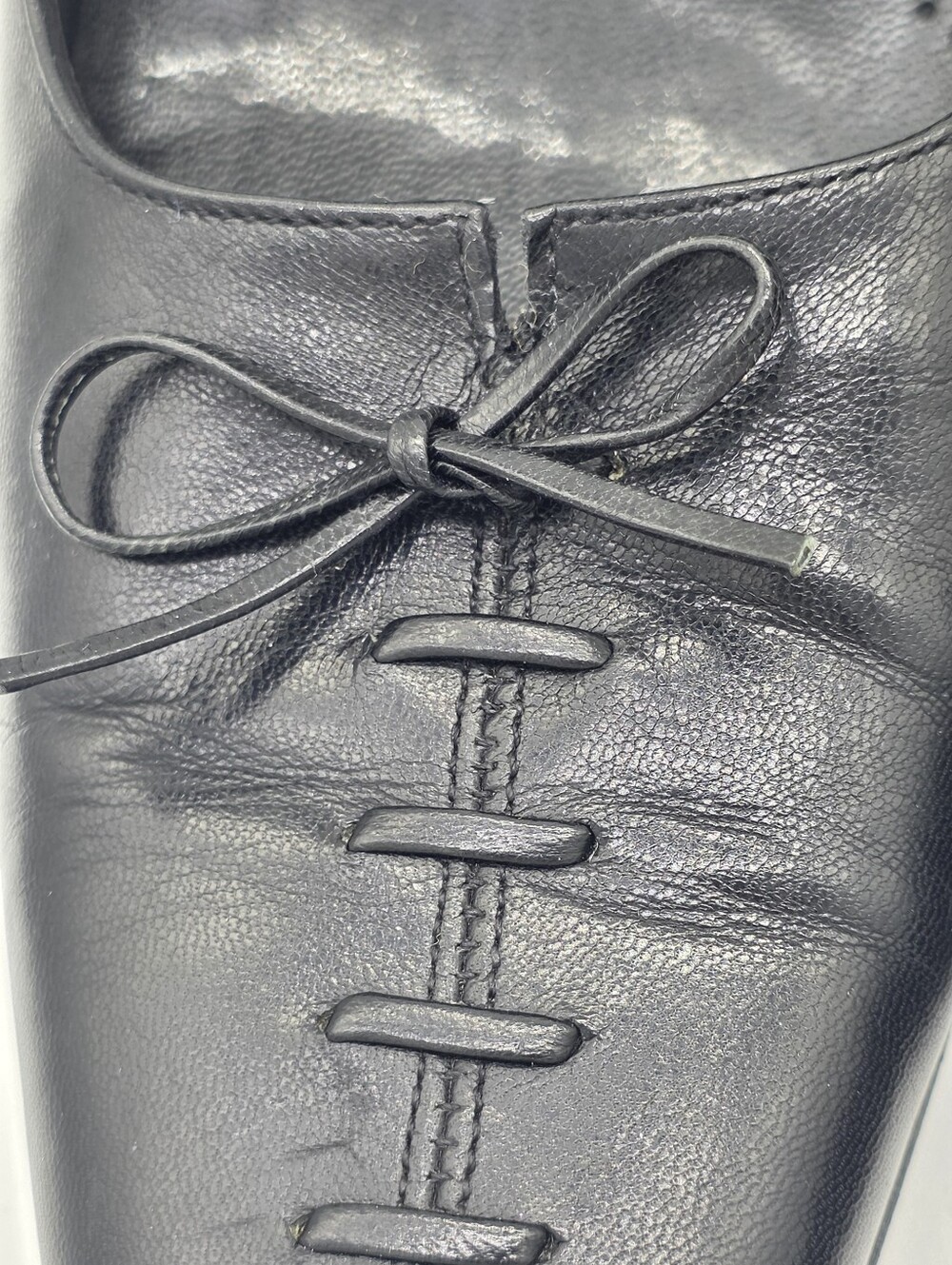 Antonio Melani Black Leather Square Toe Bow Kitten Heel Pumps Shoes Size 7.5 - Picture 8 of 16